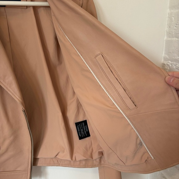 Cole Haan Pastel Pink Leather Moto Jacket - Picture 12 of 16